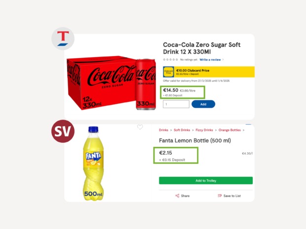 Coca-Cola Zero 12x300ml sold in Tesco Ireland - DRS