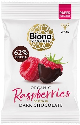 Biona - Dark Chocolate-Coated Raspberries